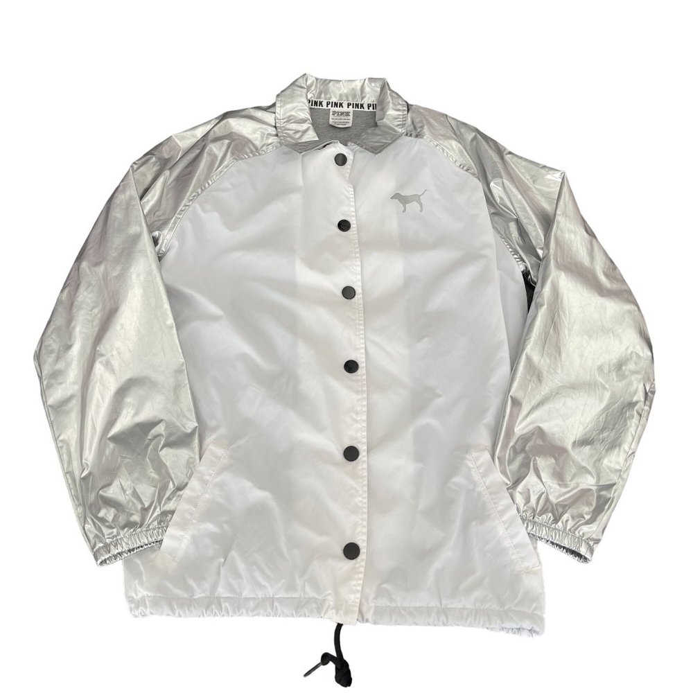 Pink Victoria's Secret White Silver Jacket, Size XS